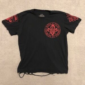 Affliction Georges St-Pierre GSP Rush Shirt Mens Large Black Red MMA Distressed